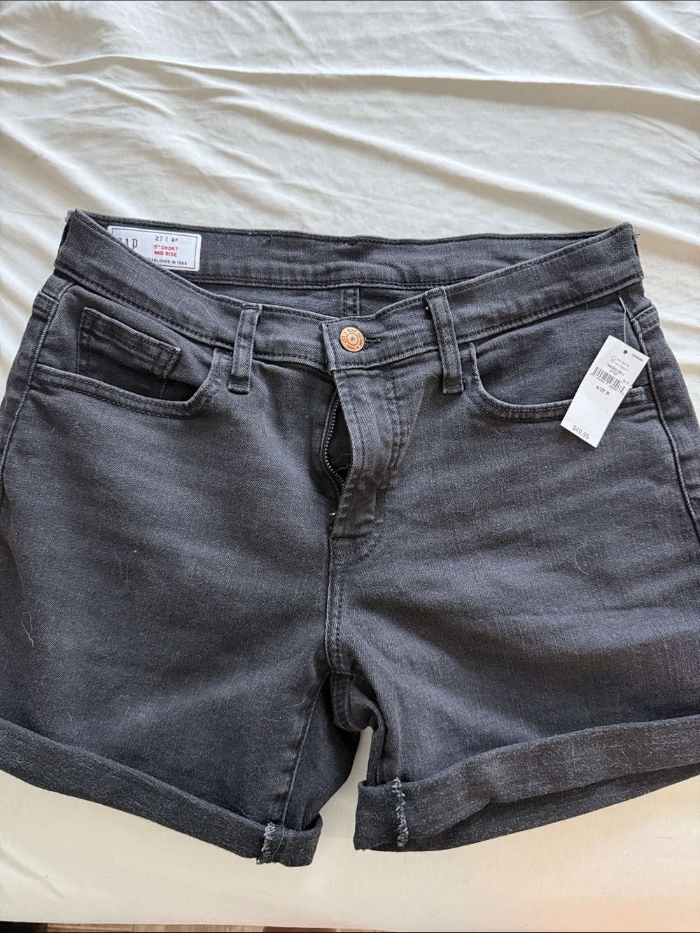 GAP Black Cuffed Denim Jean Shorts